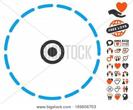 Round Area pictograph with bonus decorative pictograms. Vector illustration style is flat iconic symbols for web design app user interfaces.