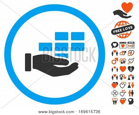 Service Schedule icon with bonus love pictures. Vector illustration style is flat iconic elements for web design app user interfaces.