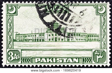 PAKISTAN - CIRCA 1949: A stamp printed in Pakistan shows Karachi Airport, circa 1949.