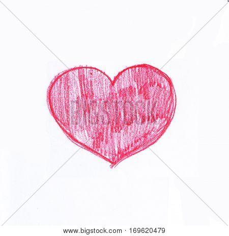 Pencil hearts for holidays in pink on white background