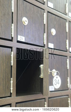 Interior of a locker room in fitness club