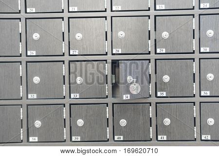 Interior of a locker room in fitness club