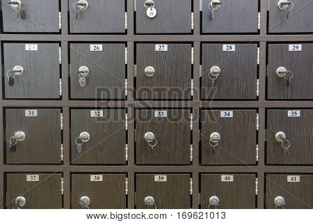 Interior of a locker room in fitness club