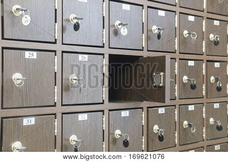 Interior of a locker room in fitness club