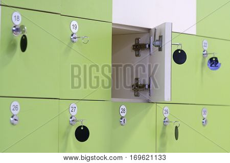 Interior of a locker room in fitness club
