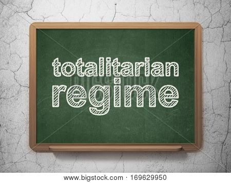 Political concept: text Totalitarian Regime on Green chalkboard on grunge wall background, 3D rendering