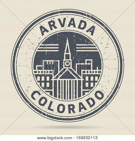 Grunge rubber stamp or label with text Arvada Colorado written inside vector illustration