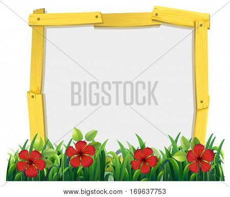 Frame design with red hibicus illustration