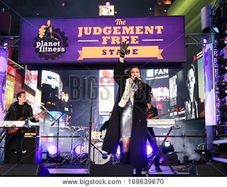 NEW YORK-DEC 31: Recording artist Daya performs during Dick Clark's New Year's Rockin' Eve at Times Square on December 31, 2015 in New York City.
