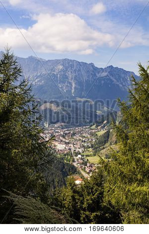 View to village Eisenerz in Styria Austria