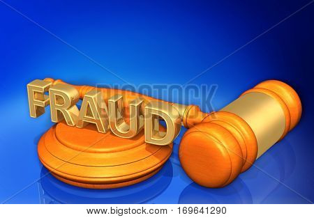 Fraud Law Legal Gavel Concept 3D Illustration