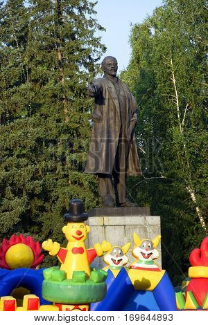 Gorno-Altaisk, Russia - July 12, 2016: Lenin Square, Gorno-Altaisk, Altai Republic, Siberia, Russia