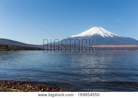Lake Yamanashi and Mount Fuji in Japan