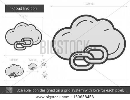 Cloud link vector line icon isolated on white background. Cloud link line icon for infographic, website or app. Scalable icon designed on a grid system.