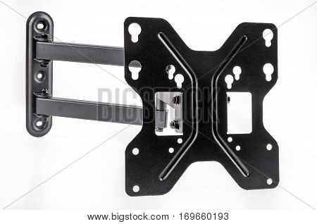 Black bracket for TV on a white background isolation