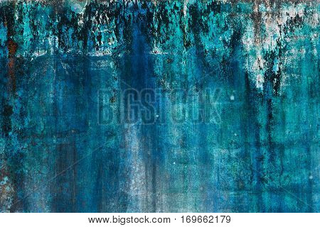 grunge wall background vintage style , green and blue colors .