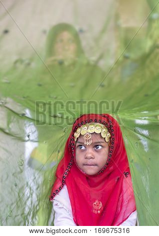 Muscat Oman February 4th 2017: beautiful omani girl during a pre-wedding ceremony