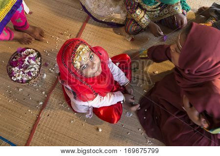 Muscat Oman February 4th 2017: beautiful omani girl during a pre-wedding ceremony