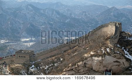 BADALING - FEBRUARY 24:  The Great Wall of China in Badaling, China, February 24, 2016.