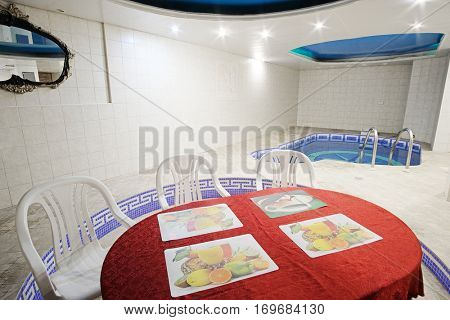 Swimming pool in a russian sauna