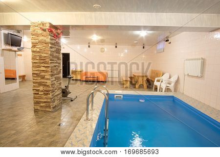 Swimming pool in a russian sauna