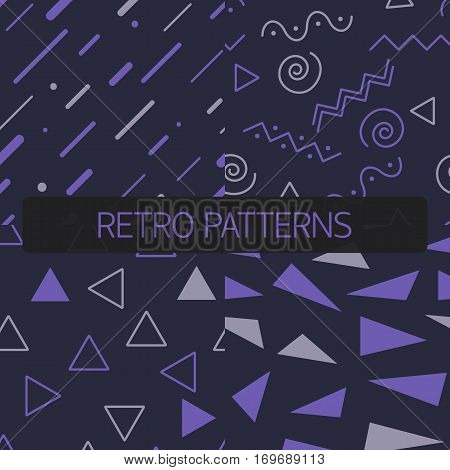 set of four retro geometric seamless patterns