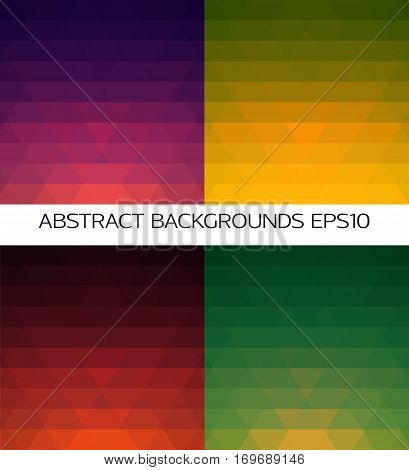 set of four abstract vector backgrounds with geometric shapes