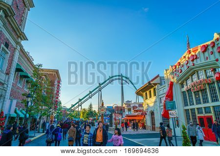 OSAKA, JAPAN - December 1, 2015: Universal Studios Japan (USJ). According to 2014 Theme Index Global Attraction Attendance Report, USJ is ranked fifth among the top 25 amusement parks worldwide.