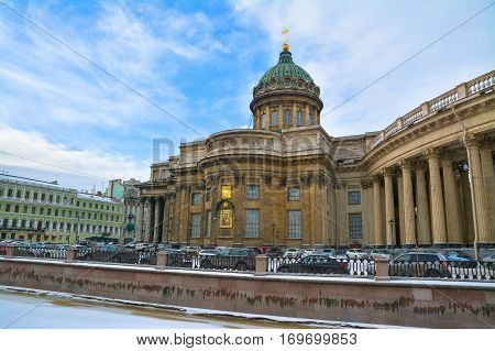 Kazan Cathedral on the Griboyedov Canal St. Petersburg.