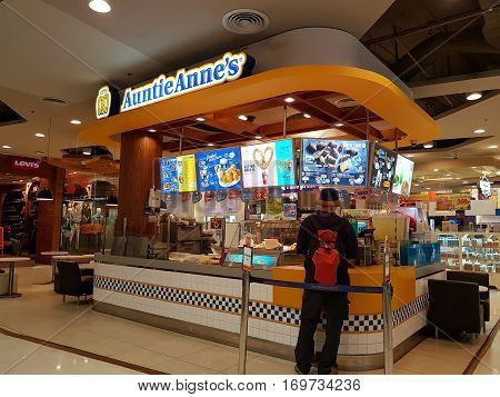 CHIANG RAI THAILAND - FEBRUARY 2 : Department store interior view with Auntie Anne's Pretzels at Central Plaza on February 2 2017 in Chiang rai Thailand.