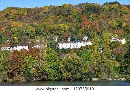 Meulan France - october 31 2016 : the picturesque city in autumn
