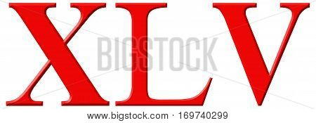 Roman Numeral Xlv, Quinque Et Quadraginta, 45, Forty Five, Isolated On White Background, 3D Render
