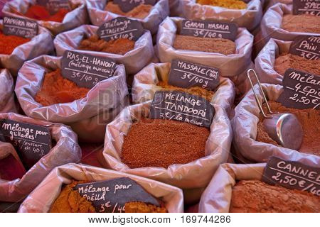 Variety of ingredients on display in store