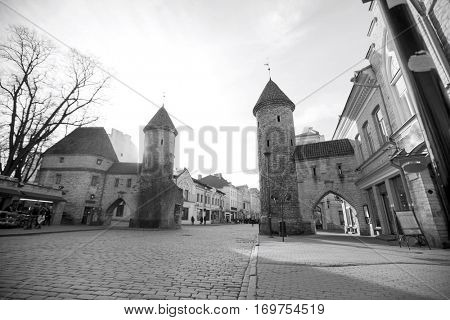 View of Viru Gates; Tallinn; Estonia; Europe