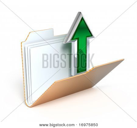 Upload-ikonet på hvid baggrund - 3d render
