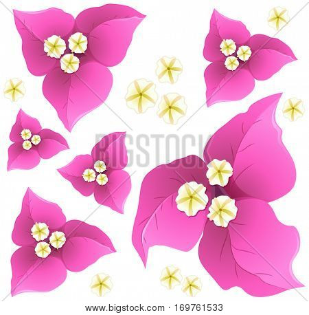 Seamless background design with pink paperflowers illustration