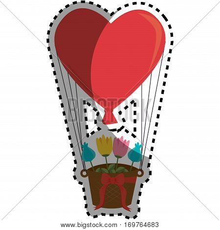 heart love with flowers card icon vector illustration design