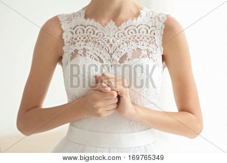 Bride in beautiful wedding gown