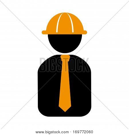 half body pictogram silhouette man worker vector illustration