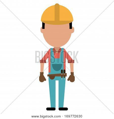 construction man with tool belt gloves vector illustration eps 10