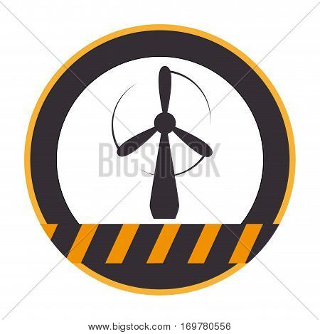color silhouette circle with warning lines with wind turbine vector illustration