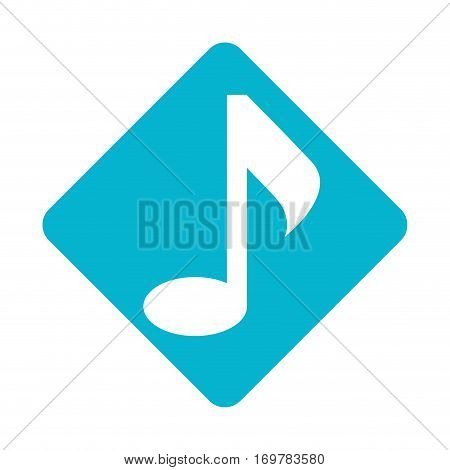 color silhouette square with sign eighth note vector illustration