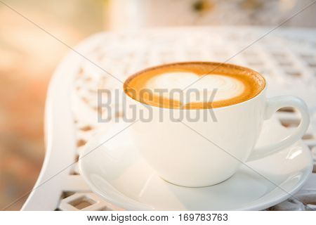 coffee cup and latte art in holiday