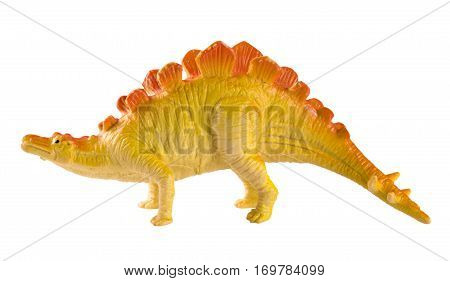 plastic dinosaur toy isolated on white background.