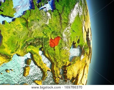 Hungary In Red From Space