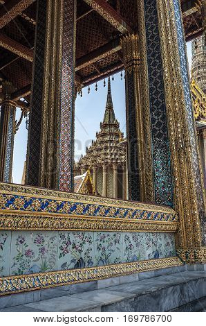 Thailand Bangkok. Wat Phra Kaew or Temple of the Emerald Buddha - one of the most important shrines of the Buddhists of Thailand.