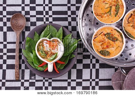 Streamed Fish Curry In Heart-shaped Cup .