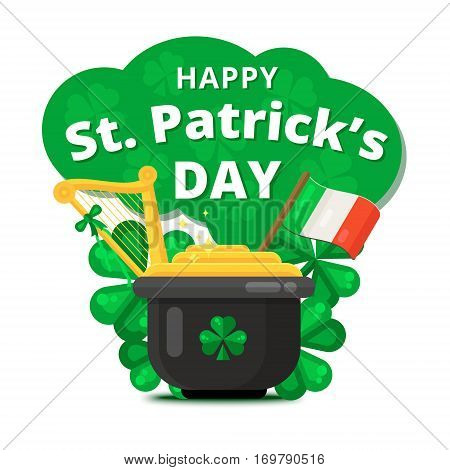 St. Or Saint Patrick's Day Vector Background Design. La Fheile Padraig Holiday Banner Layout. Greeti