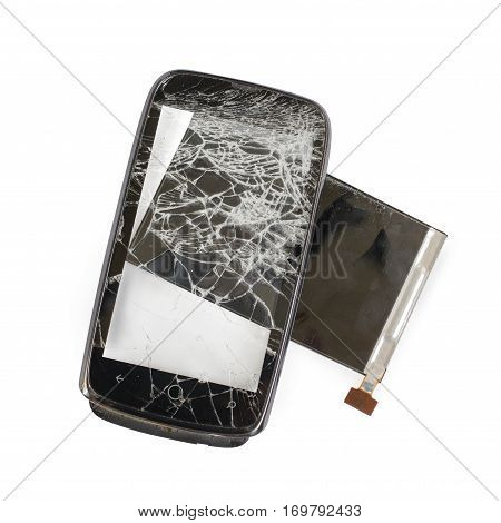 broken phone black cracked glass breakage  illustration