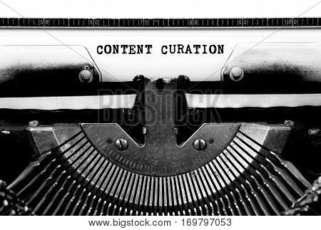 CONTENT CURATION Typed Words On a Vintage Typewriter Conceptual